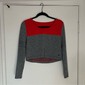 Nike Women's Poppy and Gray Crop Top
